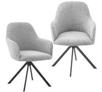 GOMETY Juego de 2 fundas elásticas para silla con reposabrazos, extraíbles, lavables, universales, de jacquard, para sillas de comedor, cocina, sillas de oficina, bodas, restaurantes, decoración (gris