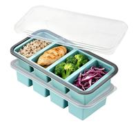 GOMETY Juego de 2 recipientes de silicona antiadherente con tapa, 4 cubos de sopa, apilables, sin BPA, aptos para lavavajillas, molde de silicona para sopa, salsa, caldo y comida para bebés (4)