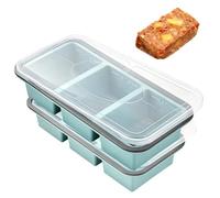GOMETY Juego de 2 recipientes de silicona antiadherentes con tapa, 3 cubos de sopa, apilables, sin BPA, aptos para lavavajillas, molde de silicona para sopa, salsa, caldo y comida para bebés
