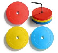 GOMETY Juego de 24 discos de marcador de 15 cm antideslizantes para suelo con soporte organizador para entrenamiento de interiores y exteriores, para fútbol, baloncesto, balonmano