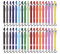 GOMETY Juego de 36 bolígrafos negros ergonómicos con lápiz táctil, de metal de alta calidad, agarre antideslizante, para oficina y hogar