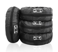 GOMETY Juego de 4 bolsas para neumáticos, 18 - 23 pulgadas, funda protectora para neumáticos, resistente al agua, a prueba de polvo, para transporte y almacenamiento limpios, color negro (diámetro 80
