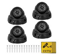 GOMETY - Juego de 4 cámaras falsas, cámara de vigilancia falsa con LED rojo intermitente, cámara falsa al aire libre resistente a las inclemencias del tiempo para la vigilancia del hogar y la oficina