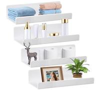 GOMETY Juego de 4 estanterías flotantes de pared, sin agujeros, 30 cm, autoadhesivas, sin agujeros, de acrílico, estantería de baño, decoración del hogar, estante de pared para libros, fotos, cocina,