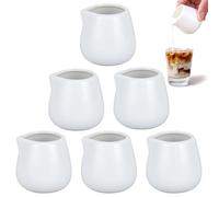 GOMETY Juego de 6 jarras de leche de porcelana, pequeñas jarras de leche, cerámica, sin asa, jarra de leche para espresso, espumante para salsas, leche, capuchino, espresso, latte, etc. (sin asa)
