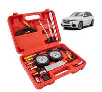 GOMETY Juego de comprobador de compresión, comprobador de compresión del motor, medidor de compresión, comprobador de fugas con varilla de extensión, manómetro doble, prueba de presión, 0-100 psi