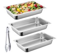 GOMETY Juego de empanado de acero inoxidable de 3 piezas, 26,5 x 16,5 x 6,5 cm, 3 cuencos para empanar con alicates de empanado, acero inoxidable, carne, pescado, metal, bandeja para barbacoa