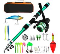 GOMETY Juego de Pesca para Niños, Caña de Pescar Telescópica de 1,8 m con Carrete y Juego de Cebo, Ideal para Principiantes de 3 a 10 Años (Verde)