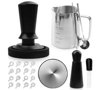 GOMETY Juego de prensador de café, 22 piezas, accesorios Barista con prensador de espresso de 51 mm, alfombrilla para prensar, jarra de espuma de leche, cuchara para mezclar, bolígrafo de arte latte y