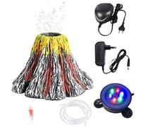 GOMETY Kit de decoración de volcán para acuario, con bomba de aire, luz LED que cambia de color, juego de decoración para peces, decoración de peces, decoración de peces, decoración del tanque de
