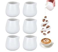 GOMETY Klein Milk Kännchen Porzellan - Juego de 6 jarras de leche de cerámica sin asa, jarra de leche para espresso, espumante para salsas, leche, capuchino, espresso, latte, etc. (100 ml)