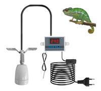 GOMETY Lámpara de calor Reptile, portalámparas de porcelana E27 con cable regulador de temperatura y enchufe, giratorio 360°, casquillo con 2 bombillas de calefacción para acuario, serpientes,