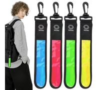 GOMETY Luz LED intermitente para mochila escolar, 4 unidades de reflectores para niños, con 3 modos, luz de seguridad, resistente al agua, reflector para mochila, senderismo, correr, (rojo, amarillo,