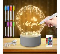 GOMETY Luz nocturna de acrílico LED, lámpara creativa de bricolaje con mando a distancia y bolígrafo borrable, luz nocturna personalizada para bebés, lámpara de noche LED para niños, regalo del día