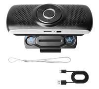 GOMETY Manos libres para coche, Bluetooth 5.0 con clip, micrófono integrado, altavoz, ranura para tarjeta TF para GPS, música, teléfono, reconexión automática, soporte Siri Google Assistant