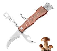 GOMETY Navaja plegable para setas: navaja multifuncional grande con sacacorchos y cepillo, navaja plegable para trufas para recolectores de setas