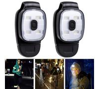 GOMETY Pack de 2 lámparas LED con clip, linterna frontal LED recargable por USB, 3 modos, luz de carrera LED, lámpara pequeña para niños, resistente al agua para camping, senderismo, mochila escolar,