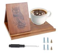 GOMETY Pequeño Estante para Libros: 1 Pieza Soporte de Libros de Madera Triangular con Porta Bebidas, Soporte de Lectura Ideal para Cocina, Dormitorio, Salón (32,5 x 19 x 4,5 cm)