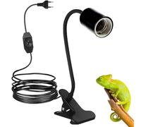 GOMETY Portalámparas con pinza E27, cuello de cisne flexible E27, portalámparas de mesa con interruptor de atenuación, metal LED lámpara de cama para reptiles iluminación de plantas (negro sin