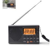 GOMETY Radio portátil AM/FM/SW para maletín, red y funcionamiento con batería, pantalla LED con la mejor recepción, altavoz integrado, conector para auriculares, reloj despertador, función de