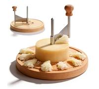 GOMETY Rallador de queso redondo de 22,2 cm de diámetro, madera de acacia, raspador de queso, perfecto para tipos de queso Tête de Moine y chocolate, duradero y multifuncional, cepillado, delicados