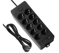 GOMETY Regleta plana de 10 enchufes, regleta USB con protección contra sobretensiones con 10 enchufes planos de CA, 3 cargadores USB y 1 conector tipo C, regleta con cable de 2 m (CE-4)