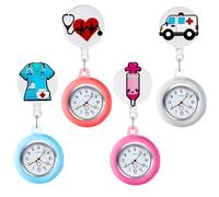 GOMETY Reloj de enfermera con clip, 4 unidades, retráctil, para enfermeras y médicos, rojo