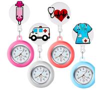 GOMETY Reloj de enfermera de 4 piezas, bonito reloj de enfermera con clip, reloj de pulsera para enfermeras, reloj de pulsera portátil, regalo para mujeres, niñas, médicos, enfermeras, paramédicos