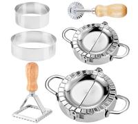 GOMETY Set de 6 Piezas: Juego de Hacer Raviolis y Dumplings de Acero Inoxidable, Versátil para Pasta y Dumplings, Fácil de Usar, para Hogares y Restauración (Plateado)