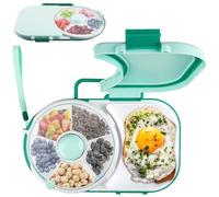 GOMETY Snack Spinner con caja, multifuncional giratorio para niños, caja de aperitivos con tapa, recipiente portátil de 5 compartimentos, organizador redondo de semillas de melón, sin BPA, para