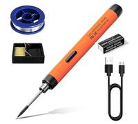 GOMETY Soldador Inalámbrico con 3 Modos, Batería USB, 300 ℃-450 ℃, Temperatura Ajustable, Incluye 2 Puntas de Repuesto, Soporte de Soldador y Alambre de Soldadura para Trabajos Eléctricos