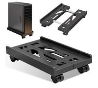 GOMETY soporte, soporte para PC móvil, ancho universal ajustable, soporte para CPU de 4 ruedas, soporte para torre, carro debajo del escritorio, ruedas bloqueables