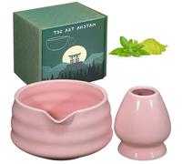 GOMETY Tazón de té japonés para matcha con vertedor, cuenco de té Chawan Matcha con bandeja batidora, cerámica, estilo japonés, 560 ml