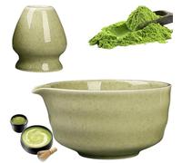 GOMETY Tazón de té japonés para matcha con vertedor, cuenco de té Chawan Matcha con bandeja batidora, cuenco tradicional de cerámica Matcha, cuenco de té Chawan, cuenco de té de cerámica para matcha