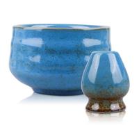 GOMETY Tazón Tradicional De Matcha: Juego De 2 Elegantes Tazones De Cerámica, Ideal Para Ceremonias De Té Elegantes Y Uso Diario, Perfecto Para Amantes Del Té (Azul, 560 ml)