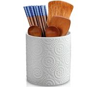 GOMETY Utensilienhalter Küche küchenutensilienhalter, Utensilienhalter für Küchenentheke, Relief Besteckhalter, Utensilien Organizer Weiß, Keramikk-Utensilienbehälter für Heimdekoration (Feuerwerk)