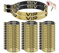 GOMETY VIP Pulseras de Tela: 50 Piezas Pulseras VIP Doradas y Negras, Impermeables y Reutilizables para Conciertos, Fiestas, Festivales (Longitud 17cm, Ancho 1.5cm)