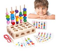 Gomice Juguete de secuenciación de Cuentas de Madera, Rompecabezas a Juego con s de Madera - Juguete de secuenciación con de Cuentas de Madera para niños | Diseño Realista Que Clasifica los Juguetes