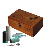 Gomice Organizador de Cesta de Costura de Madera, Caja de Kit de Costura de Madera - Caja de Hilo de Madera - Caja de Madera con Tapa con bisagras, Accesorios para Manualidades, Suministros