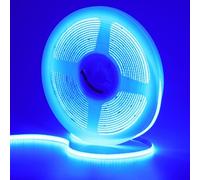 GOMING 12V 5mm Ancho Azul Tira LED COB 5M Luminiscencia Lineal Alta Densidad 400LED/M No Impermeable IP20 Luces LED para Gabinete Sala de Estar Dormitorio y Más(Sin Alimentación)