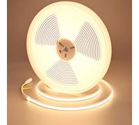 GOMING 24V 10M Neón Tira LED COB Blanco Cálido 3000K IP67 Impermeable 3120LEDs 6300lm Brillo Uniforme Flexible 11W/M Cinta LED Autoadhesiva para DIY Decoración del Hogar(Alimentación no Incluida)