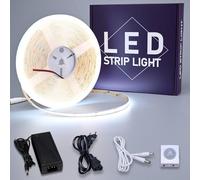 GOMING 24V 10M Sensor de Movimiento COB LED Tira de Luz Blanco Frío 6000K CRI 93+ IP20 No Impermeable con 24V 3A Adaptador de Corriente para Armarios de Cocina Escalera Escaparate Dormitorio Cama