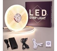 GOMING 24V 10M Sensor de Movimiento COB LED Tira de Luz Blanco Natural 4000K CRI 93+ IP20 No Impermeable con 24V 3A Adaptador de Corriente para Armarios de Cocina Escalera Escaparate Dormitorio Cama