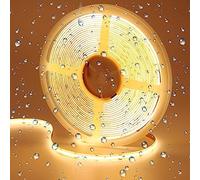 GOMING 24V 10M Tira LED COB Blanco Cálido 3000K IP65 Impermeable CRI 93+ Brillo Alto 6800lm Luminiscencia Lineal Alta Densidad 384LED/M Luces LED para Gabinete Sala Estar Dormitorio(Sin Alimentación)