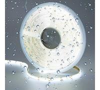 GOMING 24V 10M Tira LED COB Blanco Frio 6000K IP65 Impermeable CRI 93+ Brillo Alto 6800lm Luminiscencia Lineal Alta Densidad 384LED/M Luces LED para Gabinete Sala Estar Dormitorio(Sin Alimentación)