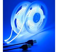 GOMING 5mm de Ancho Tira LED COB USB 5V Azul Alimentado por USB Alta Densidad 400LED/M 4M(2m x 2Piezas) IP20 No Impermeable Luces LED para Iluminación Decorativa DIY