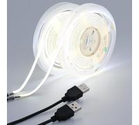 GOMING 5mm de Ancho Tira LED COB USB 5V Blanco Frio 6000K Alimentado por USB 400LED/M 4M(2m x 2Piezas) CRI 93+ IP20 No Impermeable Luces LED para Iluminación Decorativa DIY