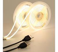 GOMING 5mm de Ancho Tira LED COB USB 5V Blanco Natural 4000K Alimentado por USB 400LED/M 4M(2m x 2Piezas) CRI 93+ IP20 No Impermeable Luces LED para Iluminación Decorativa DIY