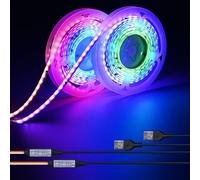 GOMING 5V 8mm Ancho USB WS2811 RGB Tira LED COB Color de Ensueño Direccionable Alimentado por USB con Controlador 420LED/M 4M(2M x 2Piezas) Flexible IP20 No Impermeable Luces LED para Iluminación DIY
