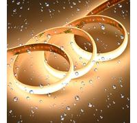 GOMING Difundido 24V 10M Tira LED COB Blanco Cálido 3000K Silicona Blanca Lechosa IP65 Impermeable 11W/M CRI 93+ 6300lm Luminiscencia Lineal 312LED/M Luces LED para Decoración Hogar(Sin Alimentación)